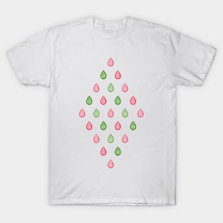 Pink and green raindrops pattern T-Shirt